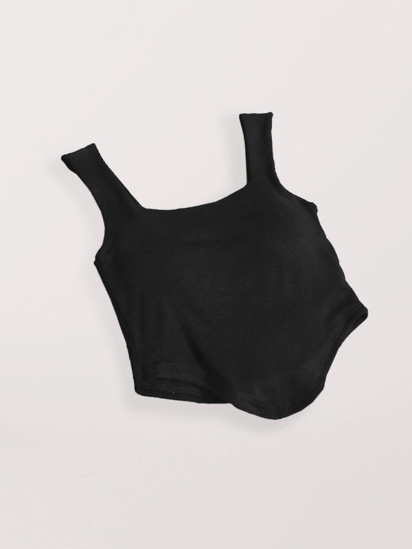 Levoire | Vêtement unicolore d'intérieur et d'extérieur Slim-Fit irrégulier beau dos Top Noir F