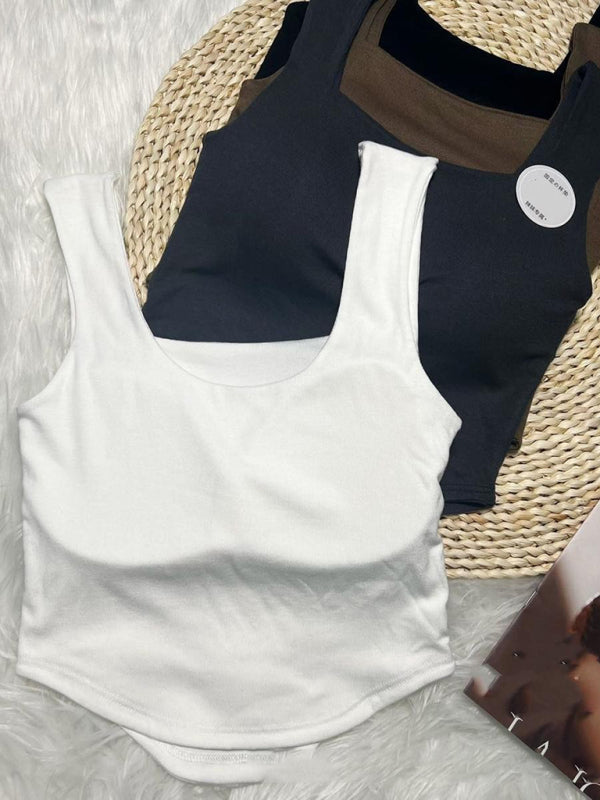 Levoire | Vêtement unicolore d'intérieur et d'extérieur Slim-Fit irrégulier beau dos Top