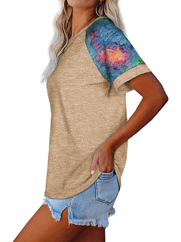 Levoire | Femme Loisirs Camouflage Imprimé Mosaïque Col Rond T-shirt à Manches Courtes