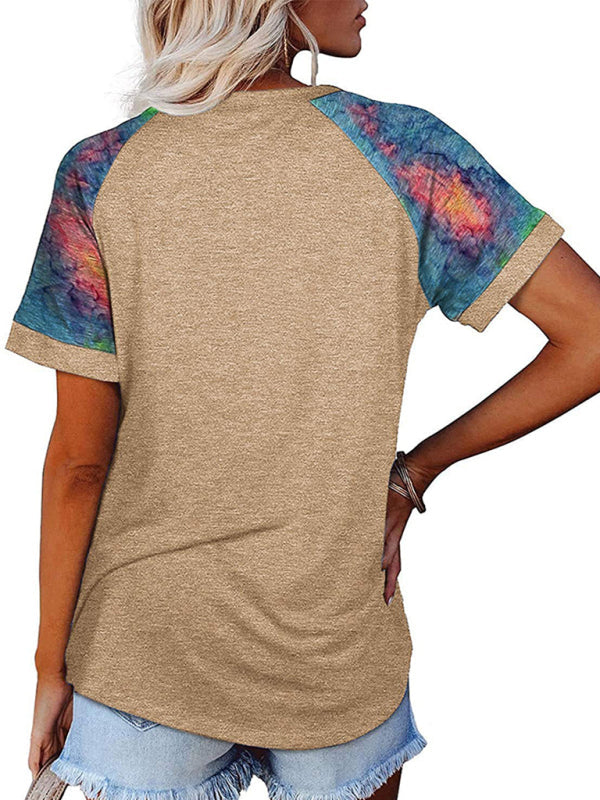Levoire | Femme Loisirs Camouflage Imprimé Mosaïque Col Rond T-shirt à Manches Courtes