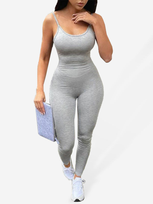 Levoire | Femme Nouvelle Mode Mono Couleur Yoga Sport Combinaison Gris