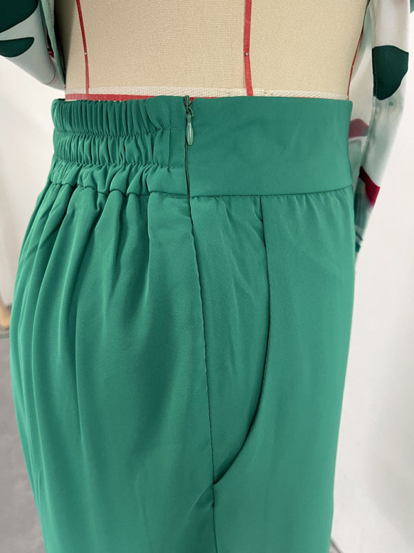 Levoire | Été ample décontracté imprimé chemise haut pantalon large ensemble deux pièces