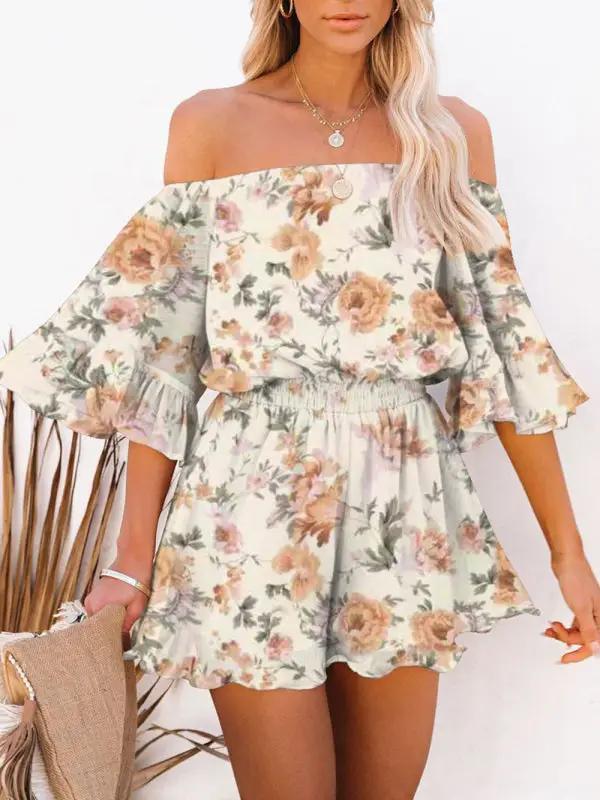Levoire | Nouveau short à manches courtes ajustement ample en chiffon uni combi-short Crème