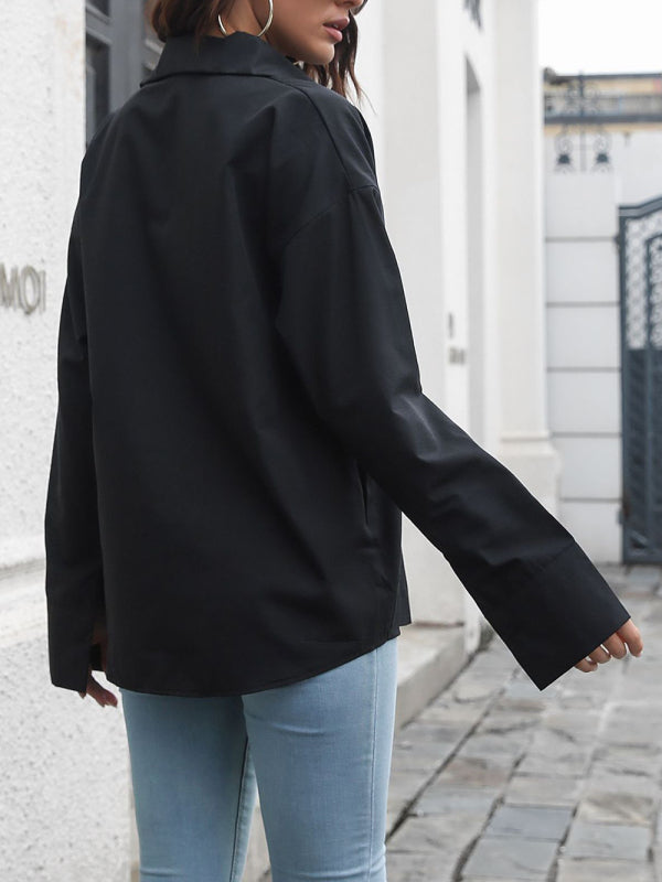 Levoire | Uni-couleurs Chemise à manches longues J haut combiné décontracté