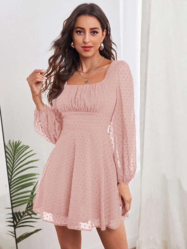 Levoire | Robe longue à manches élégantes en jacquard de chiffon tissé pour femme