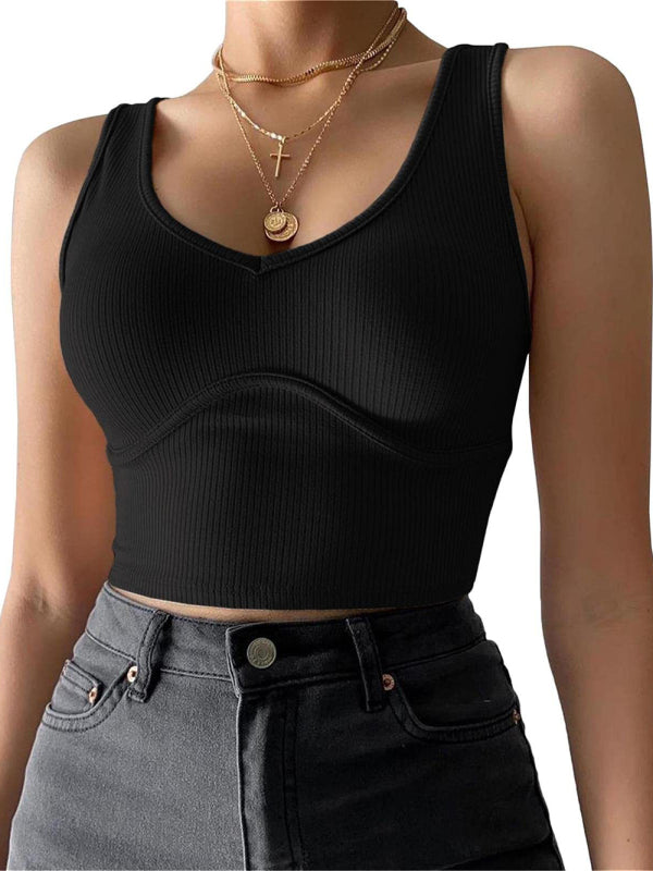 Levoire | Femme V-cou Couture Stretch Uni Tricot Top