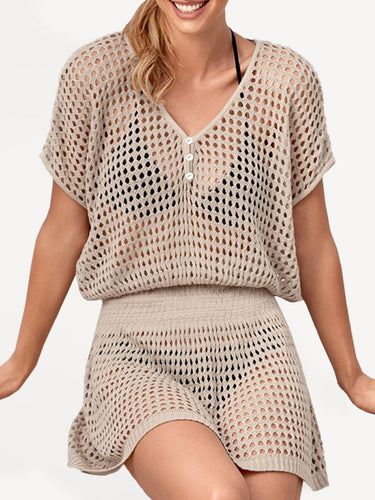 Levoire | Femme Tricot Sexy Transparent Taille Basse Crossover Robe Blouse