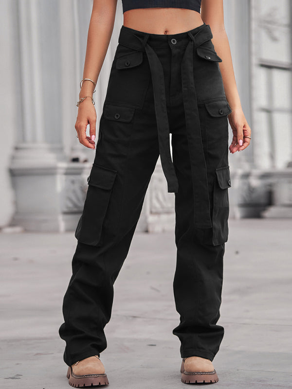 Levoire | Denim multipoches lavé récemment haute qualité industriel salopette pantalons Noir