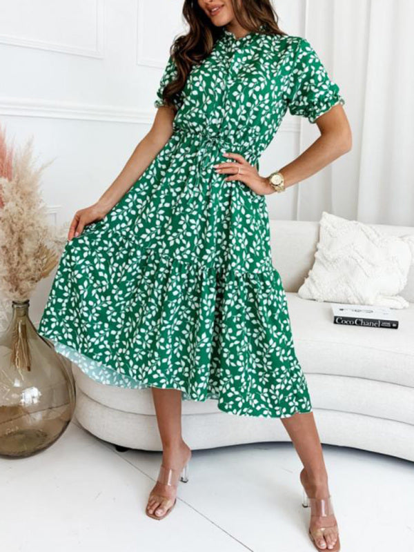 Levoire | Femme Nouveau Manches Courtes Imprimé Robe Taille