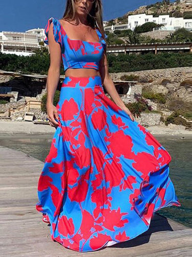 Levoire | Nouvelle robe deux pièces pour femmes mode imprimé sexy grande robe flottante