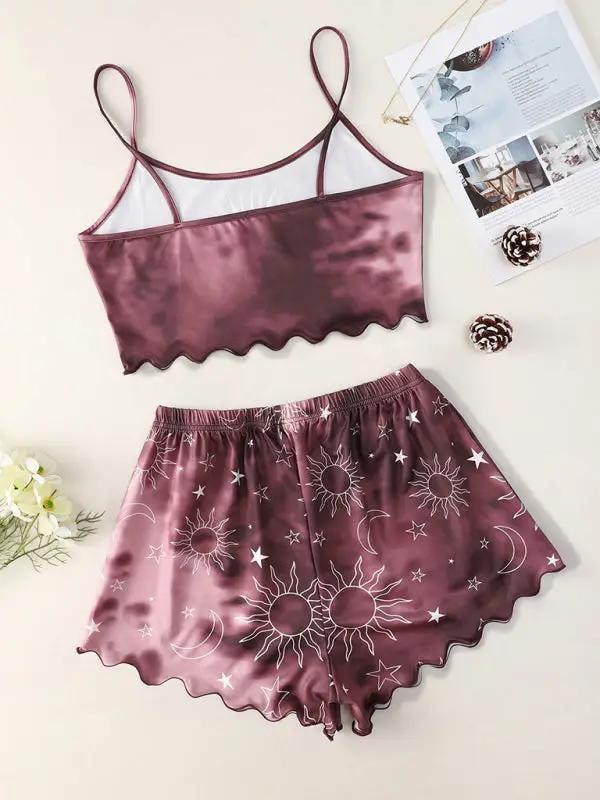 Levoire | Femme Tie-Dye Xingyue Imprimé Spaghetti-Tops + Shorts Ensemble D'Habillage à Domicile