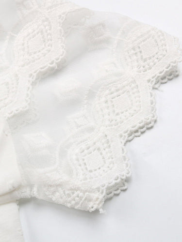 Levoire | Femme Tissé Col Ronde Épingle Broderie T-shirt à Manches Courtes
