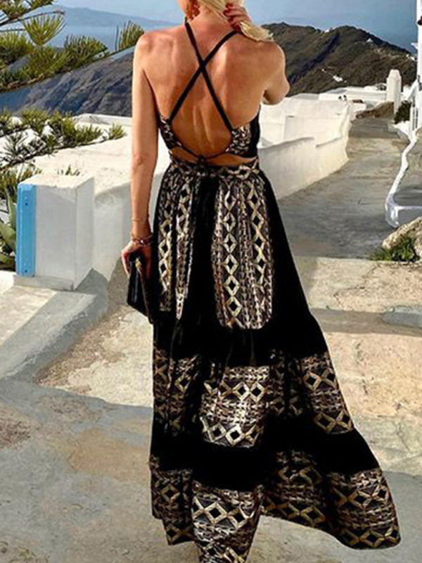 Levoire | Femme Bohème Ethnique Imprimé Robe Halskjole