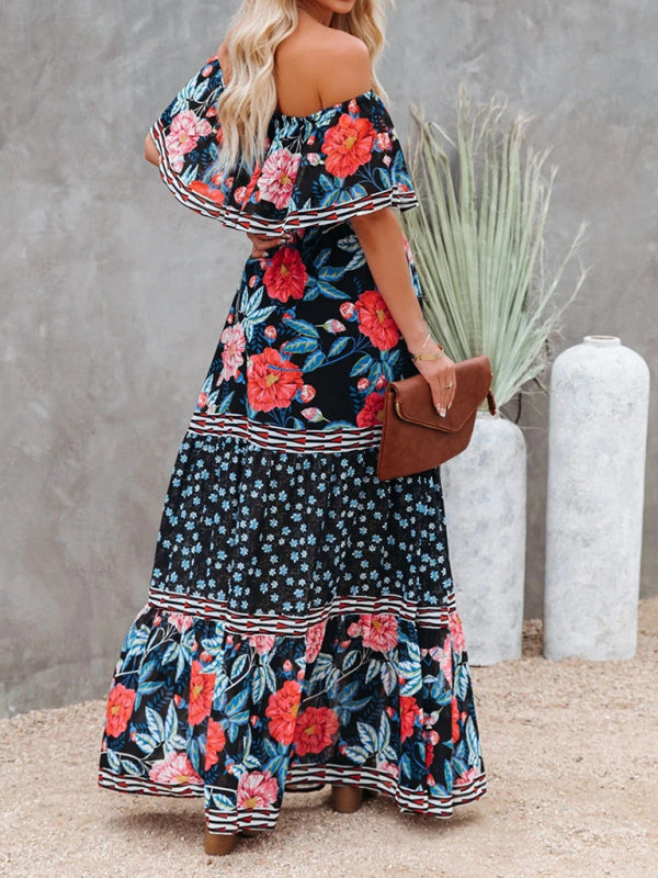 Levoire | Robe maxi à fleurs épaules nues