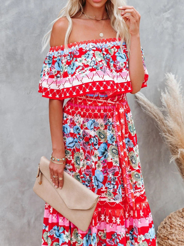 Levoire | Robe maxi à fleurs épaules nues