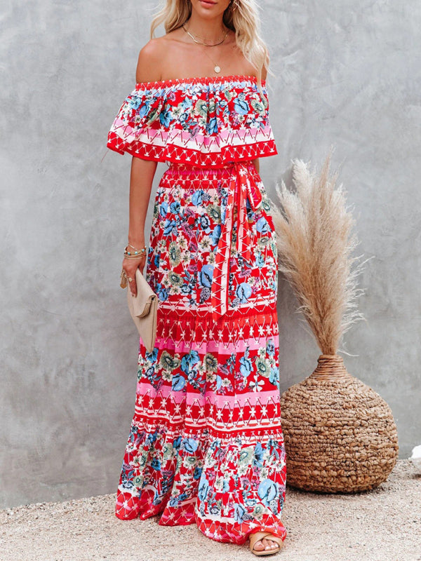 Levoire | Robe maxi à fleurs épaules nues