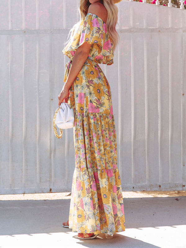 Levoire | Robe maxi à fleurs épaules nues