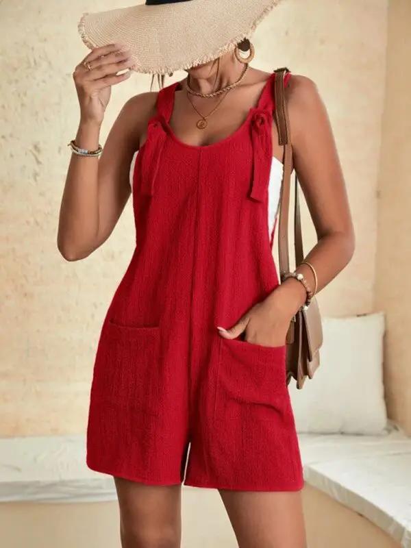 Levoire | Femme Uni Pantalon de Confection à Lacets Loisirs Overall Rot