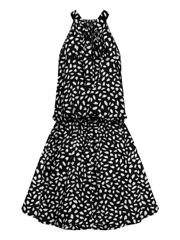 Levoire | Femme tissée sans épaule halter-top cœur imprimé mini robe