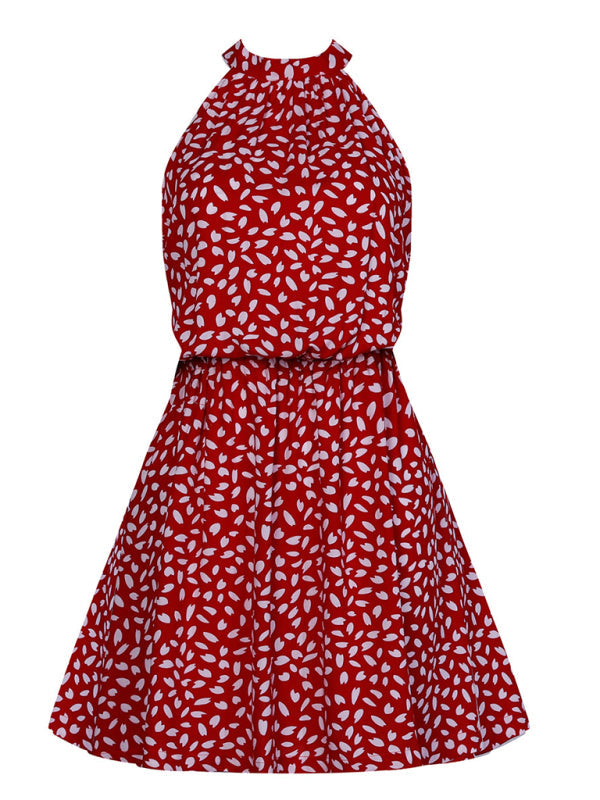 Levoire | Femme tissée sans épaule halter-top cœur imprimé mini robe