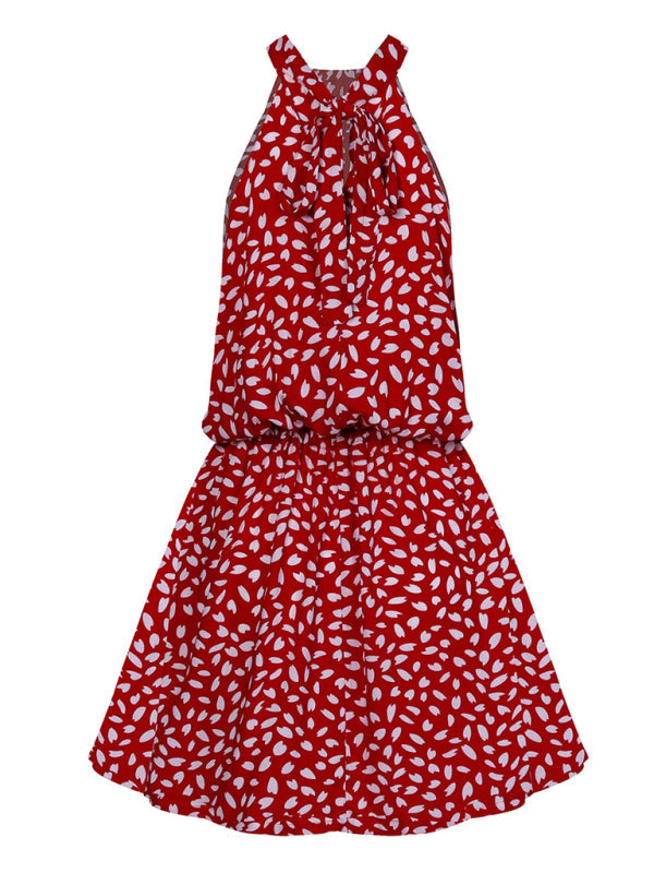 Levoire | Femme tissée sans épaule halter-top cœur imprimé mini robe