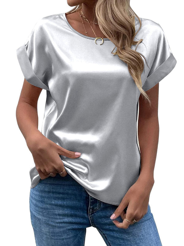 Levoire | Chemisier t-shirt en satin Gris