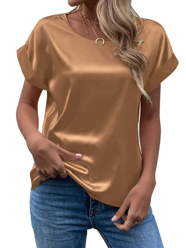 Levoire | Chemisier t-shirt en satin Kaki