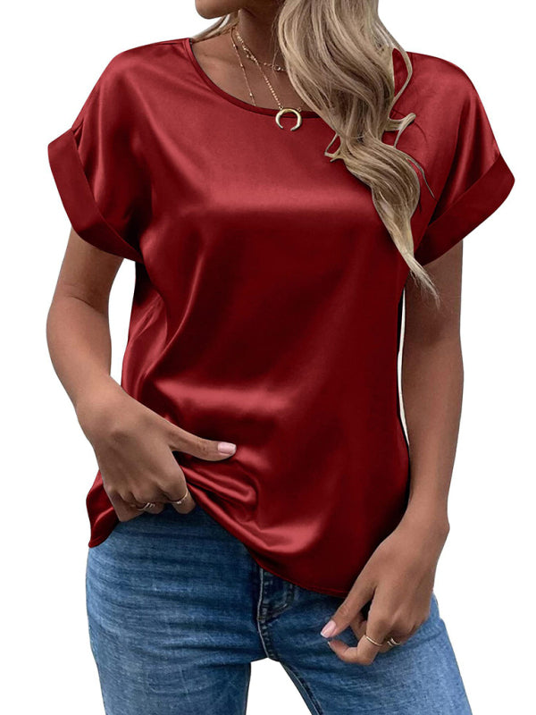 Levoire | Chemisier t-shirt en satin Rouge