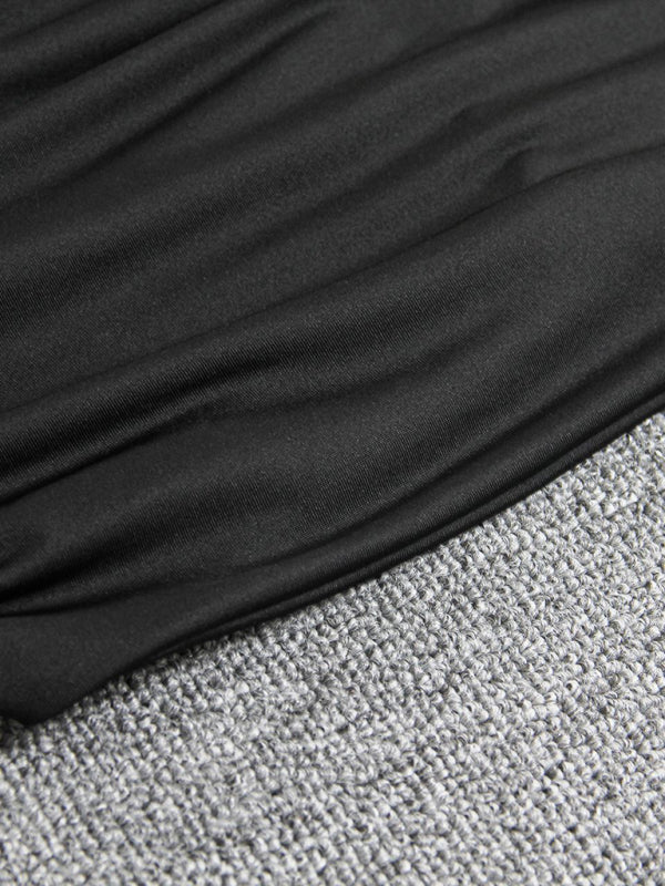 Levoire | Femme Décolleté en V Col Halter Dos Découpé Sexy Plissé Robe Mini