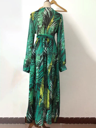 Levoire | Femme Manches Lanternes V-U-Décolleté Engagement Poids de Feuille Robe Réversible