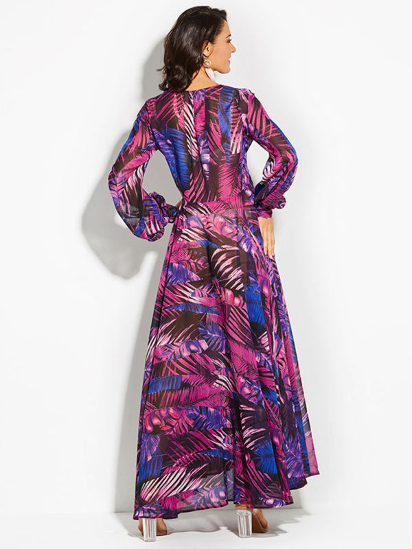 Levoire | Femme Manches Lanternes V-U-Décolleté Engagement Poids de Feuille Robe Réversible