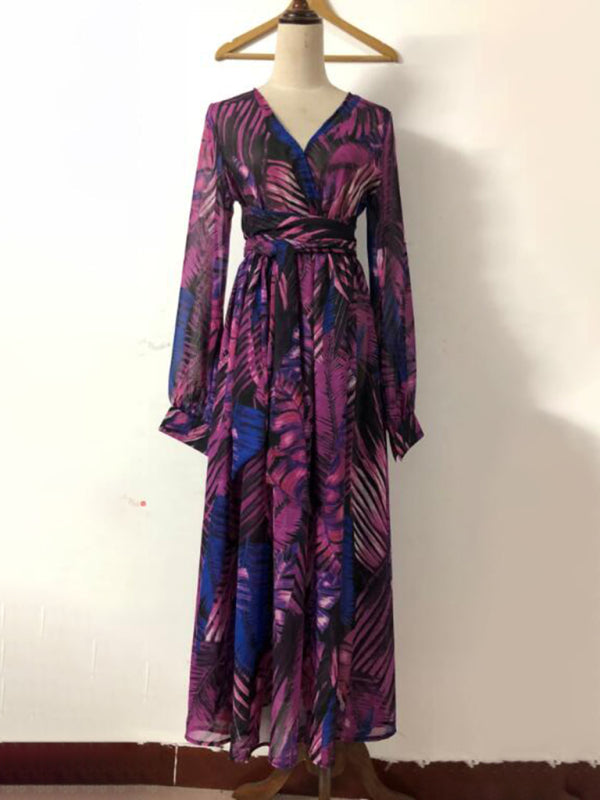 Levoire | Femme Manches Lanternes V-U-Décolleté Engagement Poids de Feuille Robe Réversible