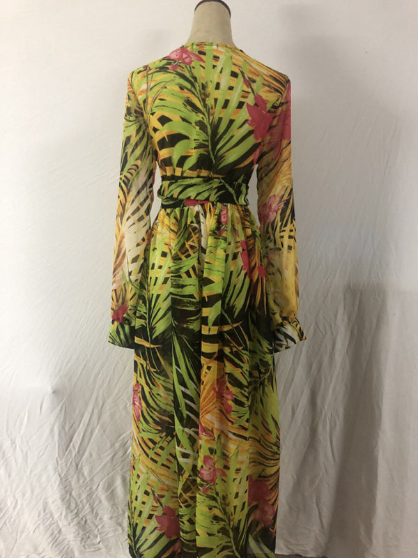 Levoire | Femme Manches Lanternes V-U-Décolleté Engagement Poids de Feuille Robe Réversible
