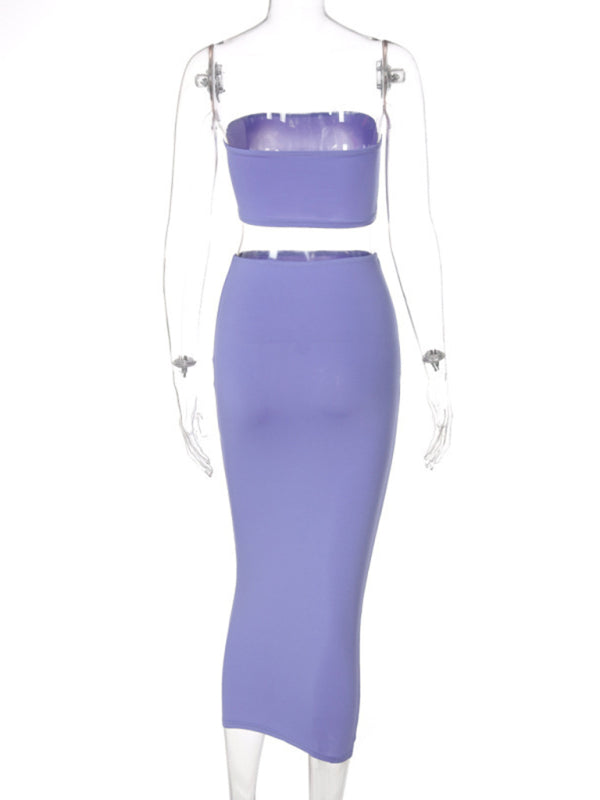 Levoire | Femmes tricot sexy tube-top taille basse ensemble deux pièces