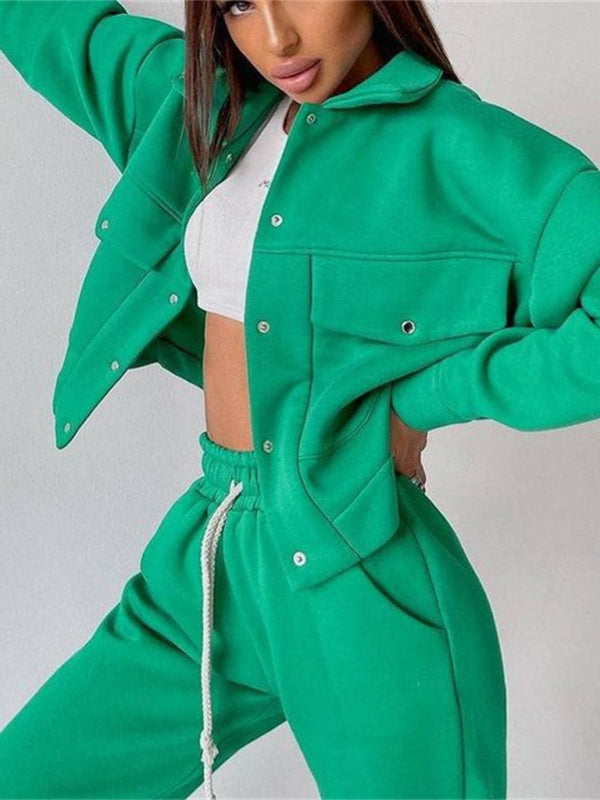 Levoire | Veste femme décontractée en pantalon combinaison à manches longues en deux parties