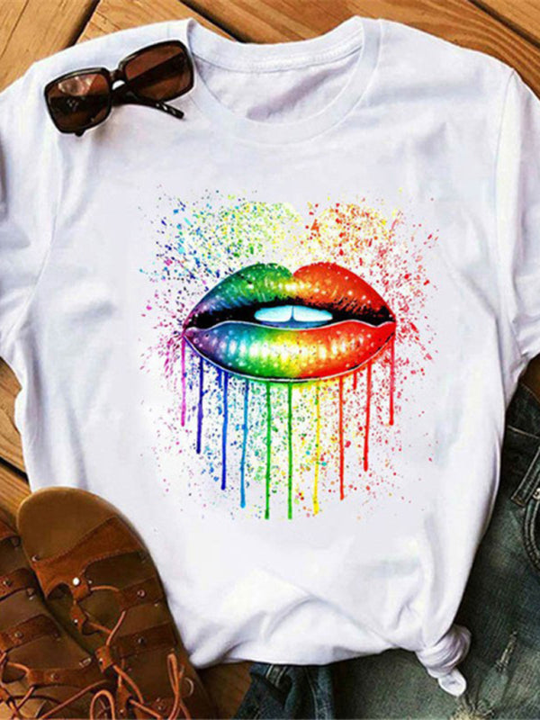 Levoire | sexy motif léopard T-shirt col rond Manches courtes T-shirt Top femme Muster5