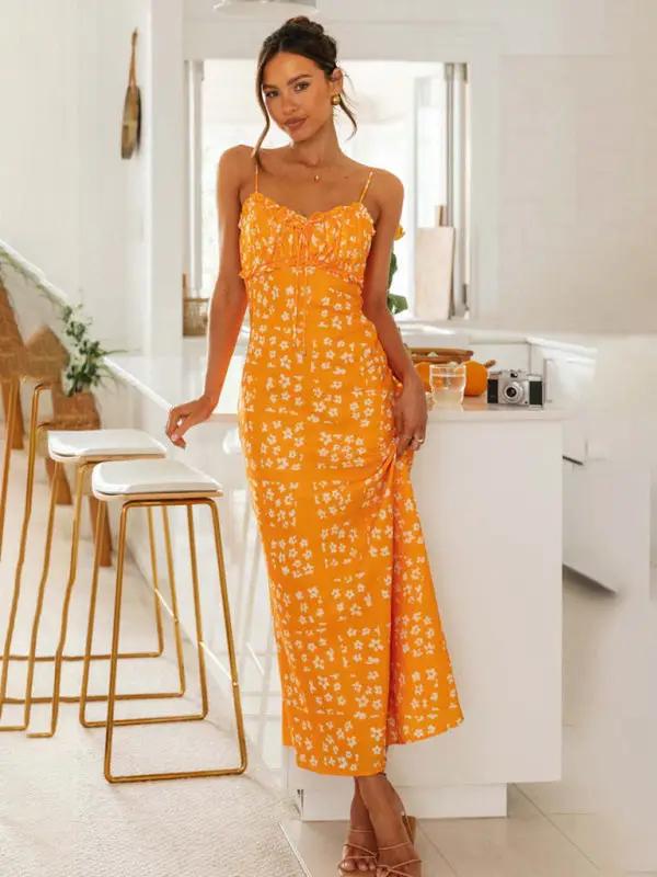 Levoire | Nouvelle robe longue sans manches sexy slim fit à col en V imprimé dans le dos pour le printemps et l'été