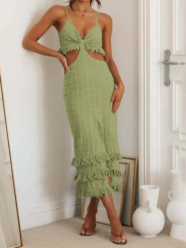 Levoire | Nouvelle robe ajustée sans bretelles, moderne et sur mesure, fendue avec couture étroite, taillée au niveau des hanches, sans poches arrière. Vert