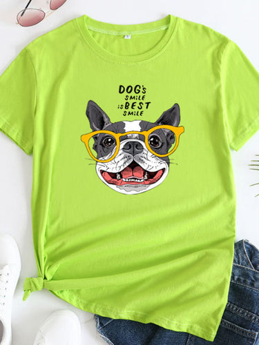 Levoire | Nouveau motif de chiot Col rond T-shirt à manches courtes U