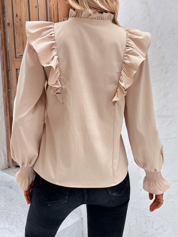 Levoire | Femme chemise froncée à manches longues et lien