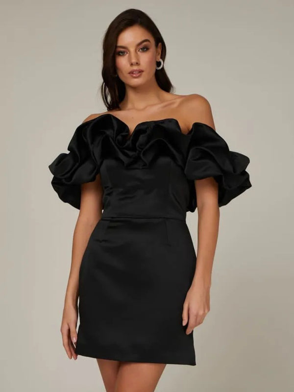 Levoire | Robe à volants satin Noir