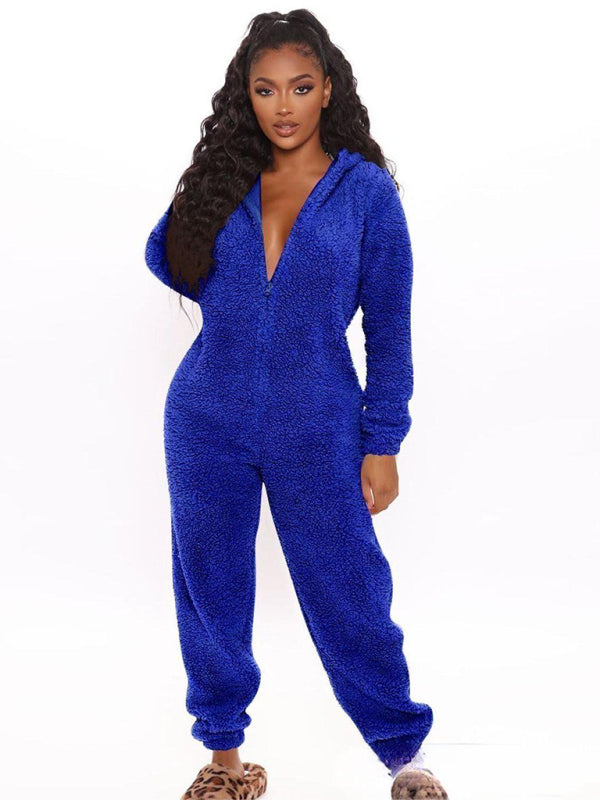 Levoire | Sweat à capuche à manches longues combinaison pantalon vêtements en peluche Sininen