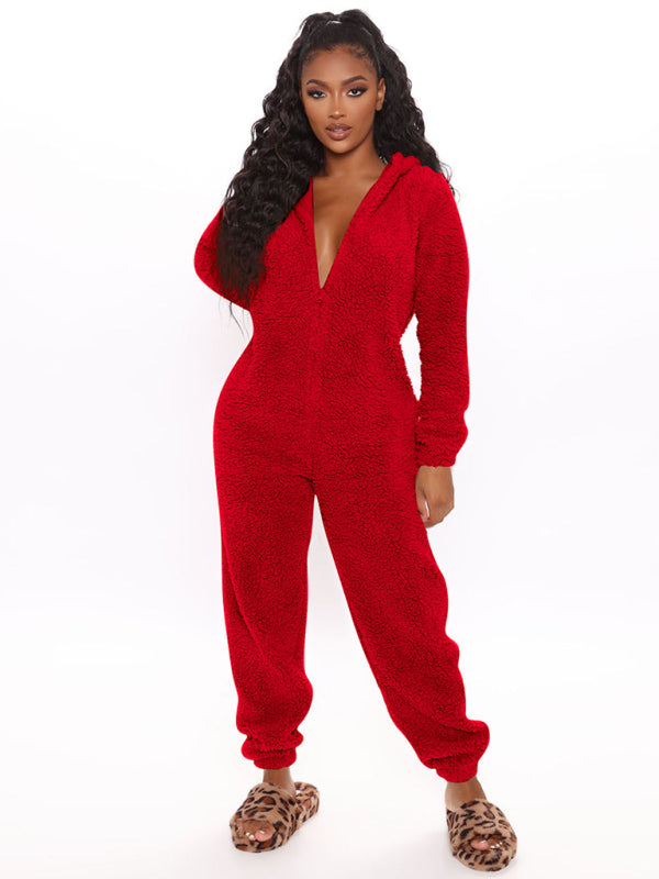 Levoire | Sweat à capuche à manches longues combinaison pantalon vêtements en peluche Rot