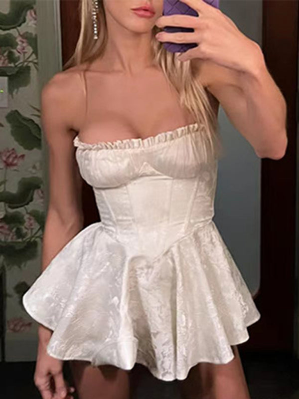 Levoire | Robe courte stylée et mignonne pour femmes (gants non inclus) Blanc