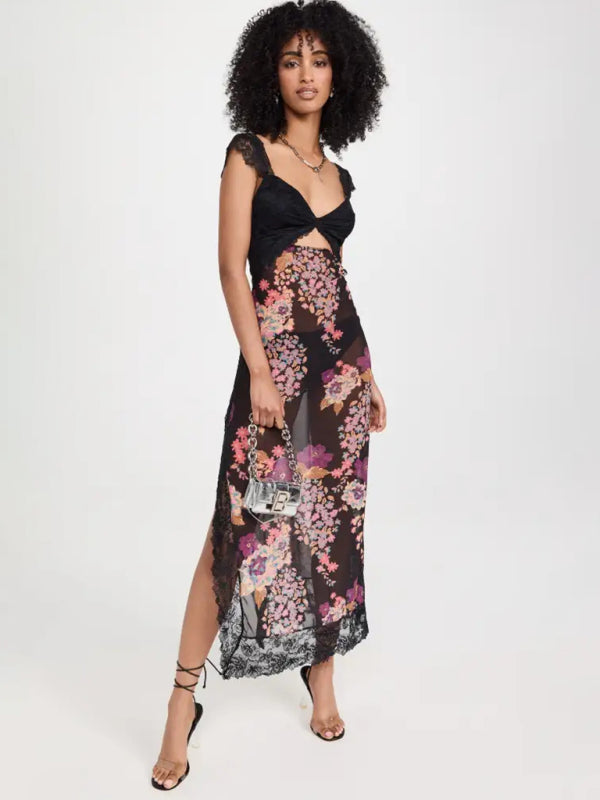 Levoire | Robe Maxi Florale Élégante Transparente Dos