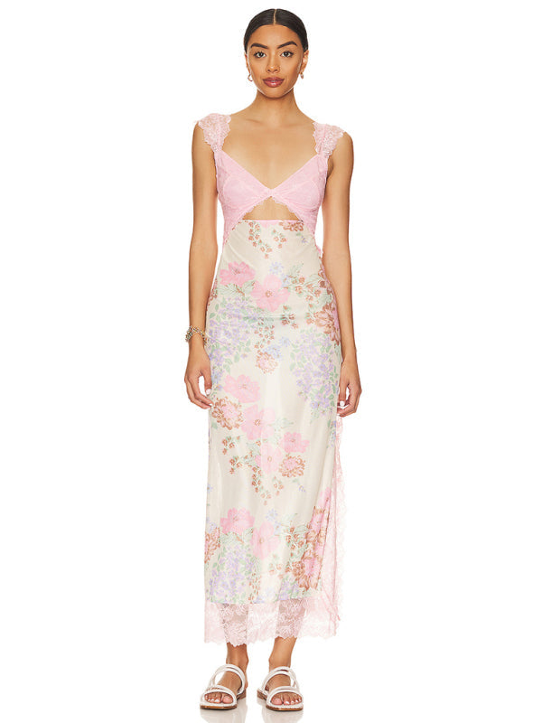 Levoire | Glamour robe maxi dentelle Rose