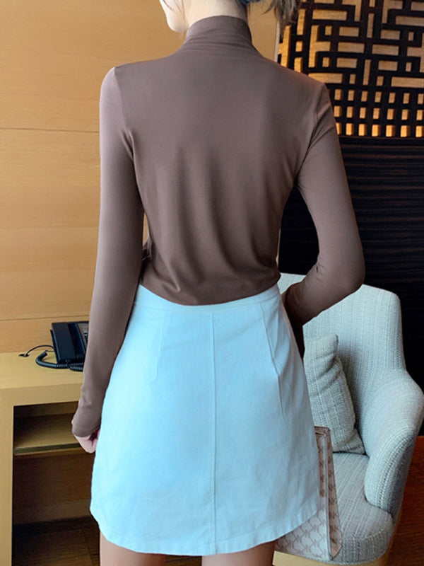 Levoire | Femme Col Haut Slim Manches Longues Pull Modal
