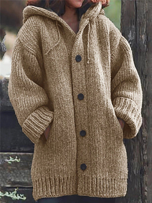 Levoire | femmes loose chaude hoodie cardigan hoodie Kaki