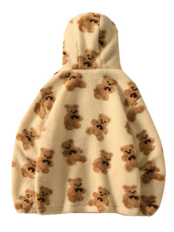Levoire | Teddy-imprimé hoodie en teddy polaire ample