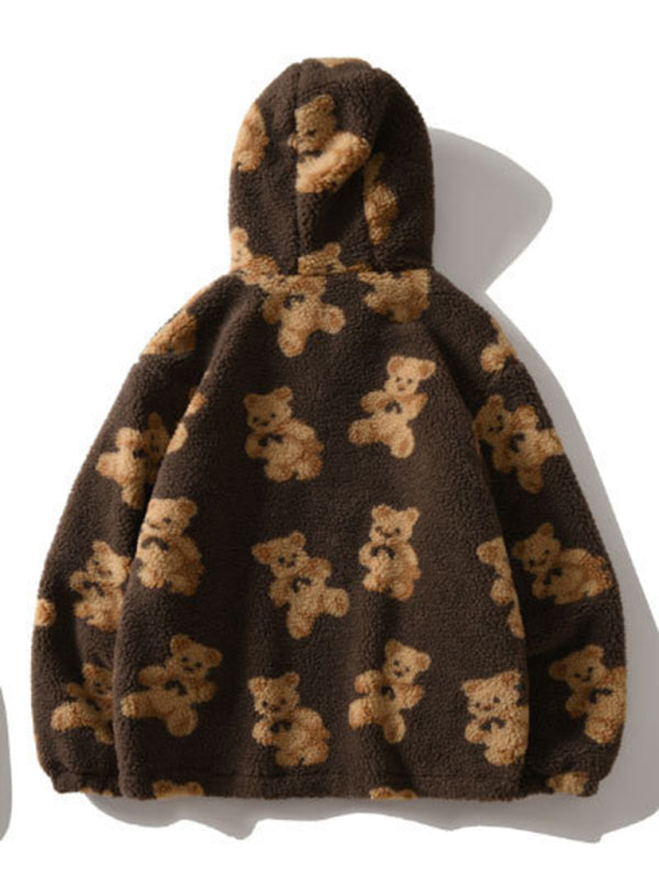 Levoire | Teddy-imprimé hoodie en teddy polaire ample